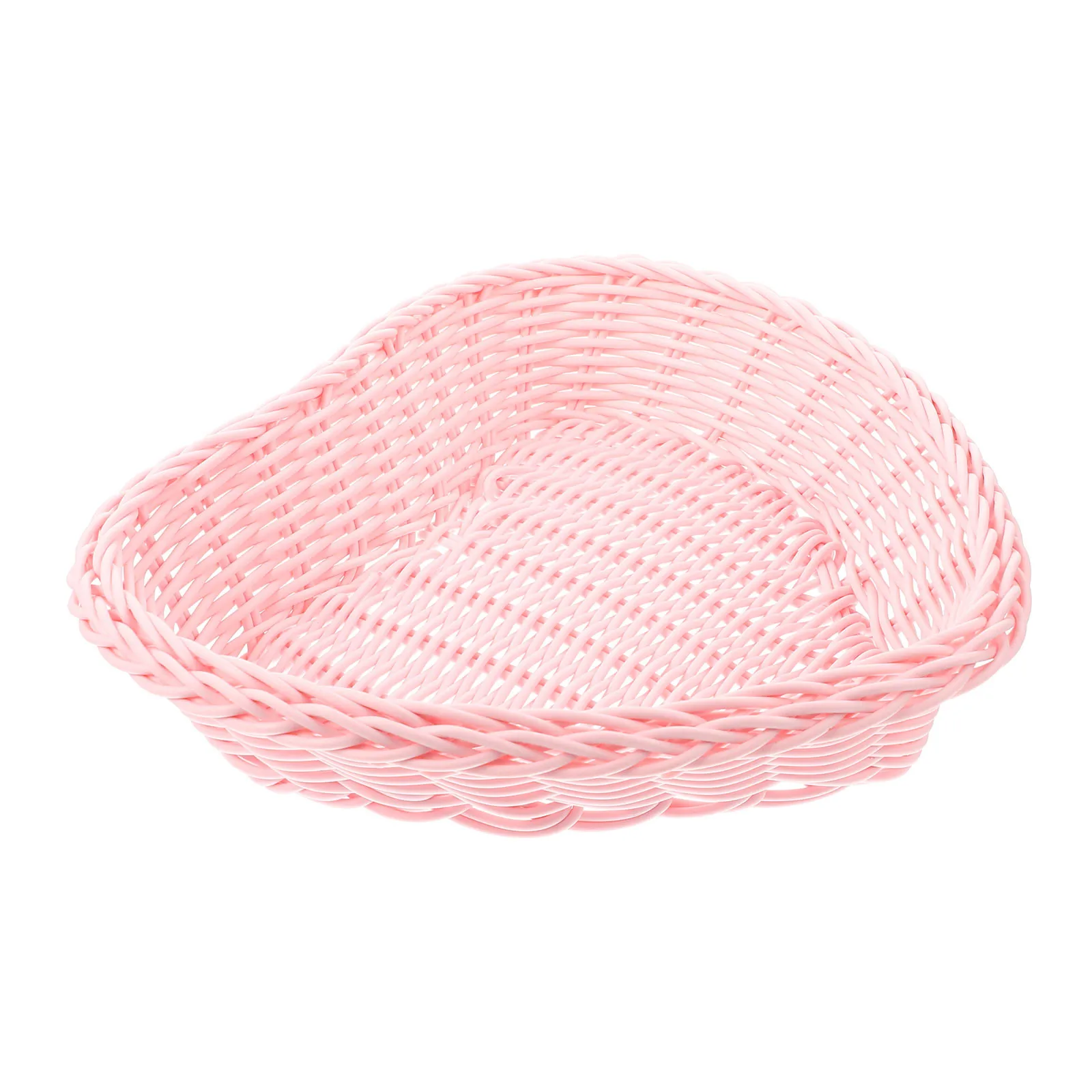 

Heart Shape Design Imitation Rattan Basket Multipurpose Snack Serving Tray Desktop Storage for Dried Fruit Nuts Candy Bread