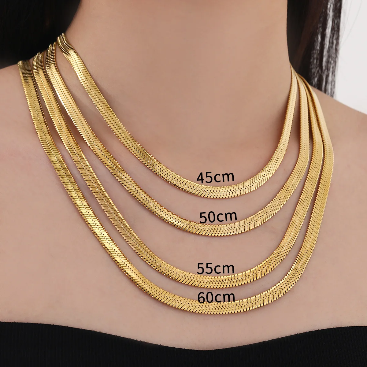 

Luxury 24K 9999 Pure Gold real gold Men's Women's Blade Chain Hip Hop Snake Bone Chain Clavicle Chain