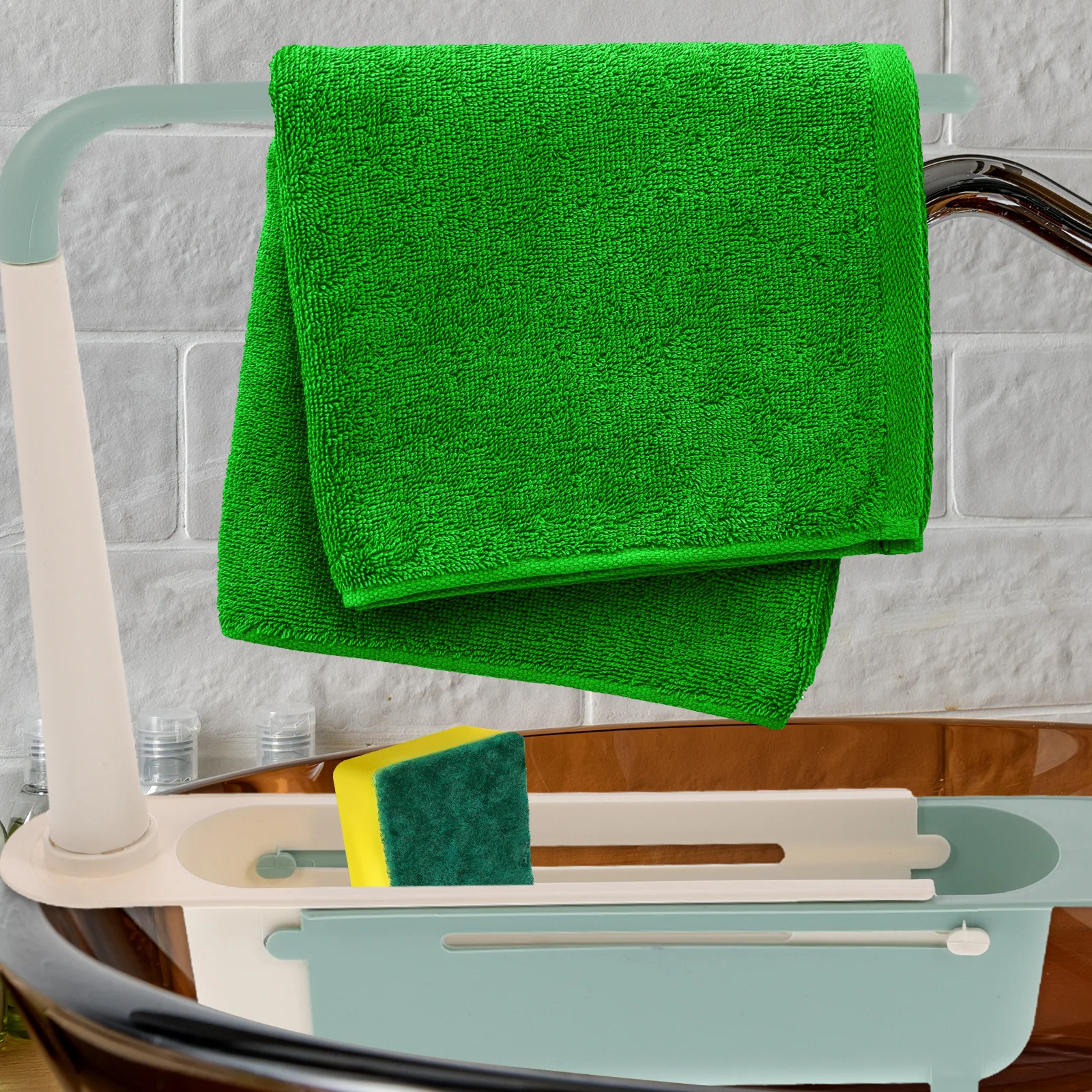 

1Pcs Retractable Sink Storage Tray Plastic Drain Rack Sink Draining Rack No Punching Easy Install Adjustable Kitchen Bathroom