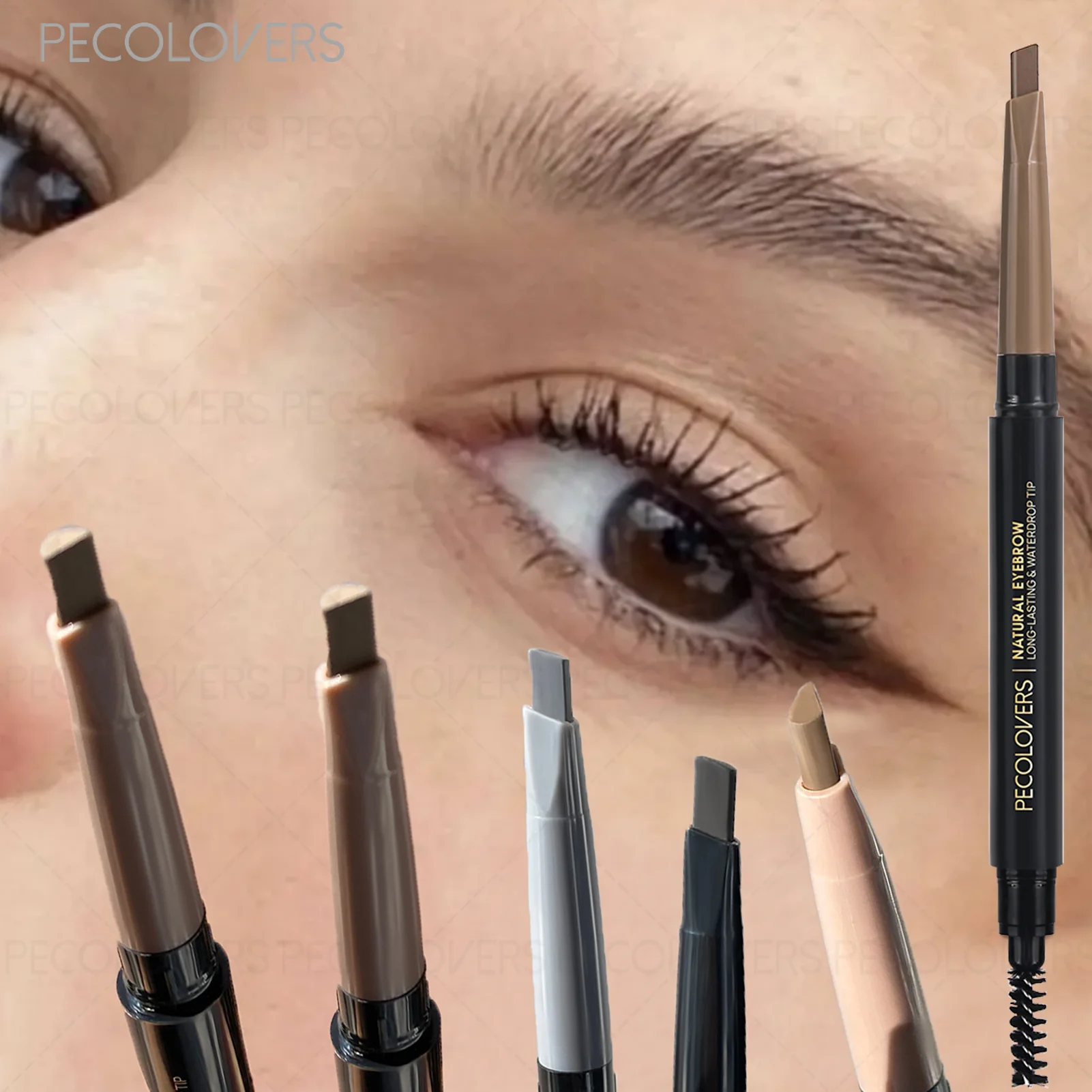 1 Pcs Double-head Eyebrow Pencil, Black Brown Colors Natural Eyebrows, Precise Depiction Eyebrow Pen with Brush, Eyebrows Makeup