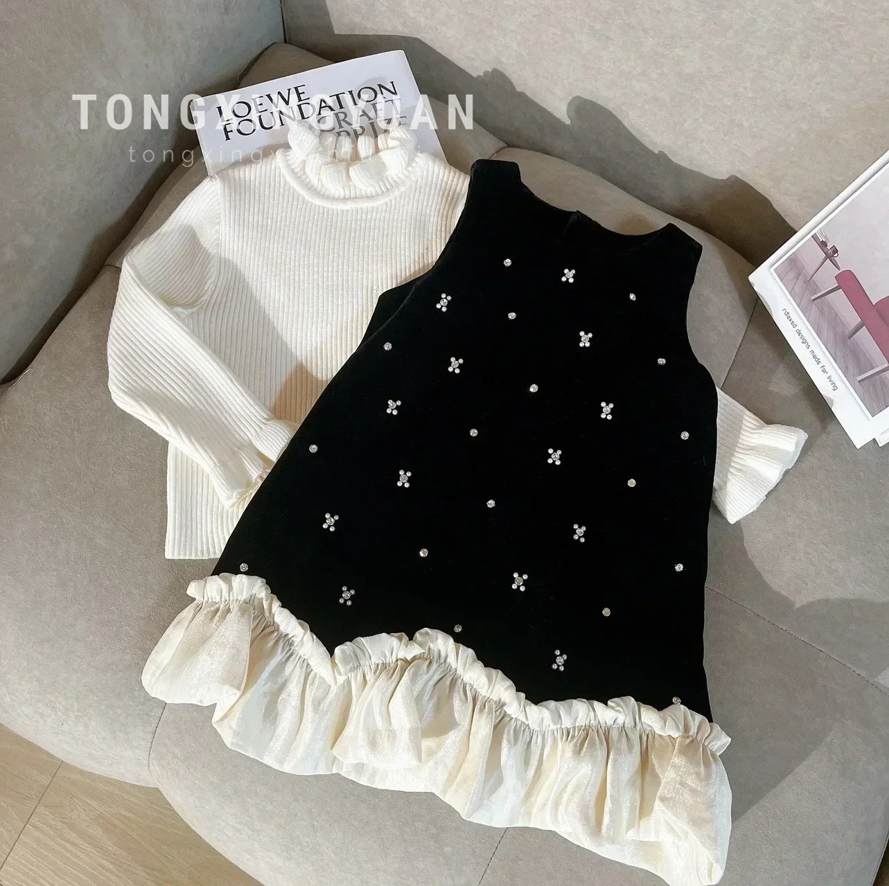 

Girls Dress Autumn Winter New Children Cotton Thick and Warm Girls Baby Fluffy Princess Dress Girls Sleeveless Pullover Dress