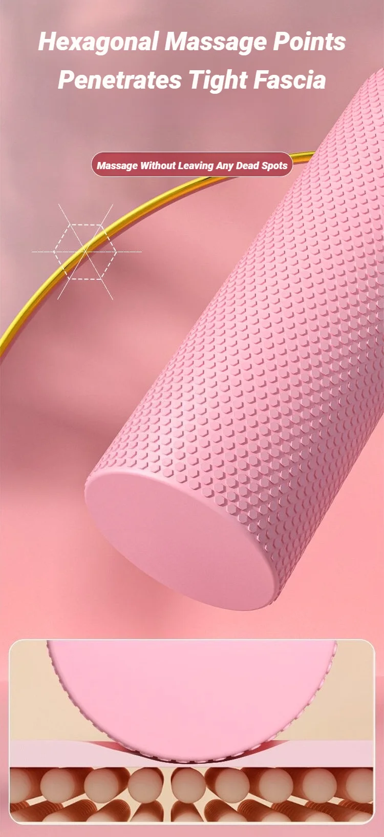 Yoga-Roller, runder Zylinder aus EVA-Schaumstoff, für Pilates-Übungen, verbessertes Training zu Hause, Massage, Muskeltraining, Fitnessstudio, Sport. – Detail 5