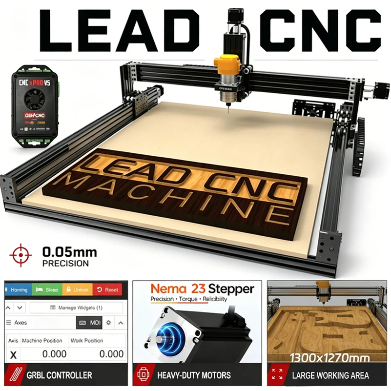 OpenBuilds LEAD CNC Router Machine Full Kit xPRO V5 GRBL 4-Axis Screw Driven CNC Engraver for Wood Metal Acrylic Plastic Cutting