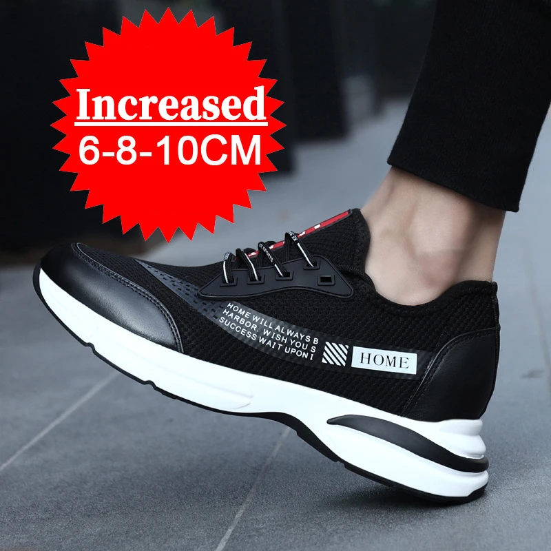 Men\'s Sneakers Elevator Shoes Breathable Height Increasing Invisible Inner Height 6/8/10CM Taller Shoes Comfortable Sports Shoes