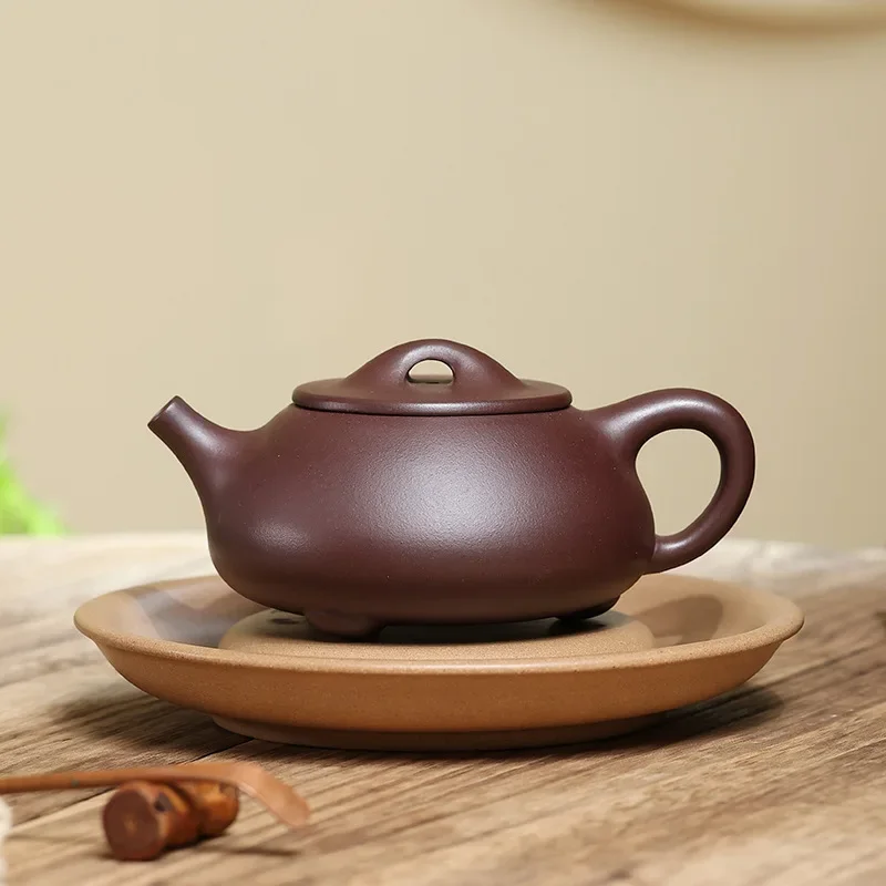 Yixing purple clay pot Jingzhou stone scoop 250ml raw ore purple mud household teapot tea set gift source factory