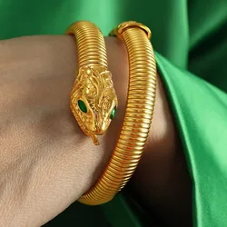New ins Stainless Steel Wrapped Snake Bracelet Vintage Elastic Gypsy Polishing Bangle For Women Men Fashion Jewelry