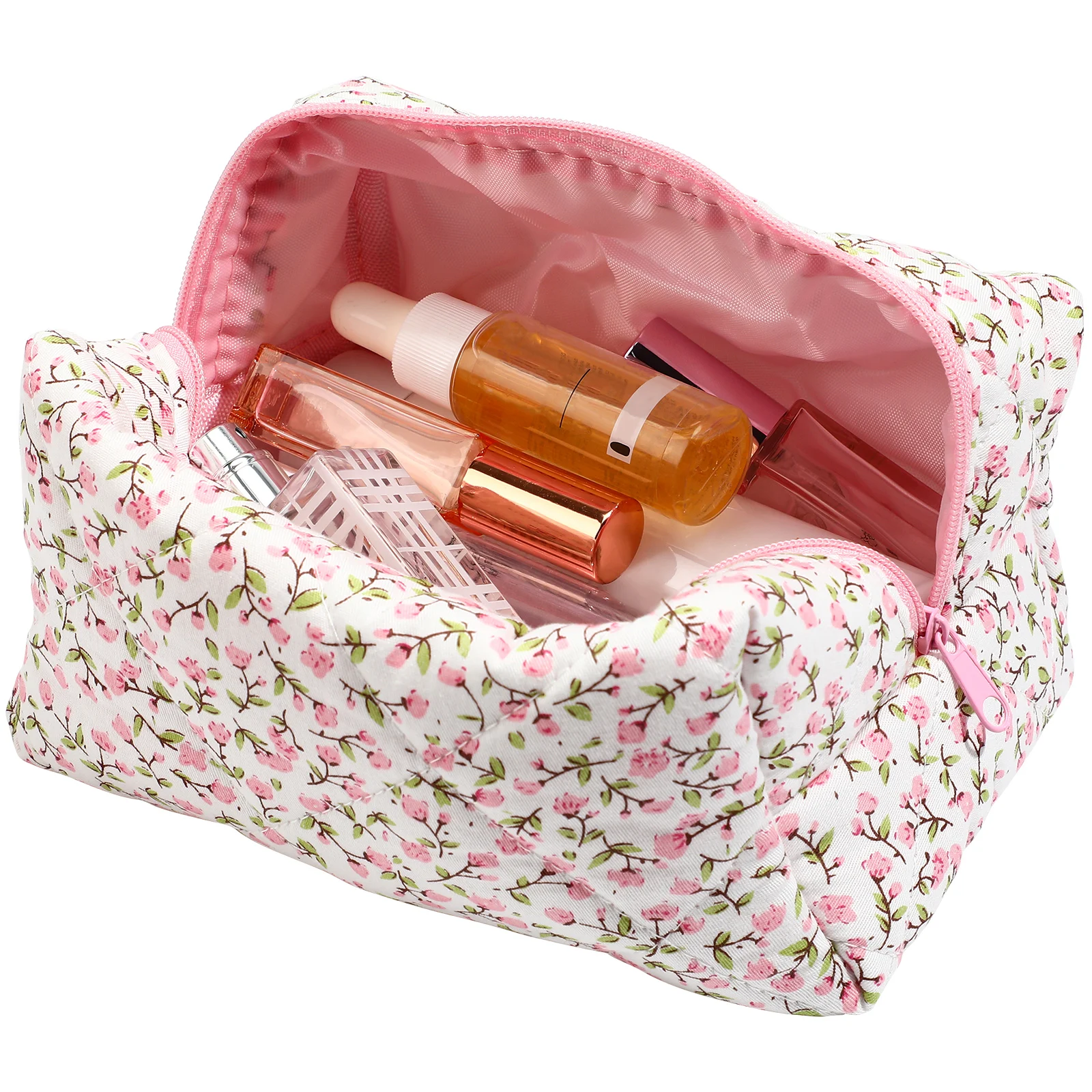 

Floral Pink Makeup Bag ganizer Case Zipper Pouch Travel Napkin Storage Period Bag Lightweight Stylish Design Secure Closure