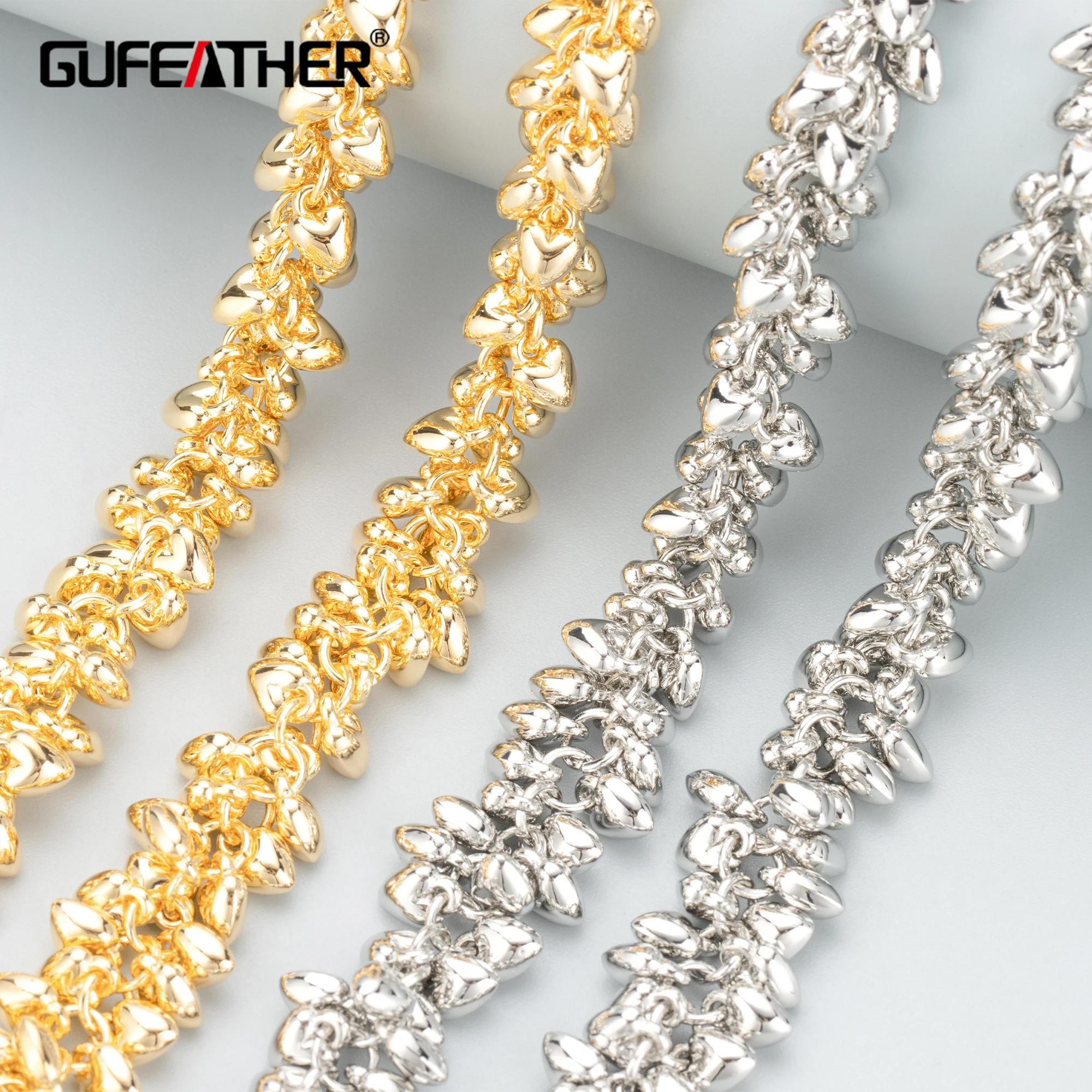 GUFEATHER C320, łańcuszek do samodzielnego montażu, 18-karatowe złoto rodowane, tworzywo sztuczne, bez niklu, ręcznie robione, tworzenie biżuterii, naszyjnik z bransoletką do samodzielnego montażu, 1 m/partia