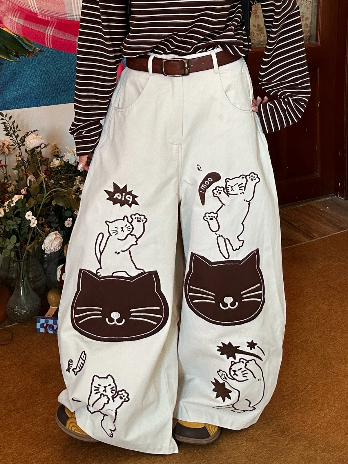 

Джинсы женские в американском ретро-стиле, широкие, свободные, прямые, длинные, весна 2026, с высокой талией, без стрейча