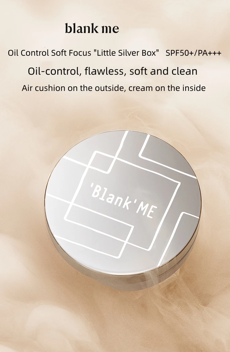 BlankMe Set Soft Focus Oil Control Silver Box Air Cushion Foundation Cream Makeup Base Moisturizing Foundation For Oily Skin