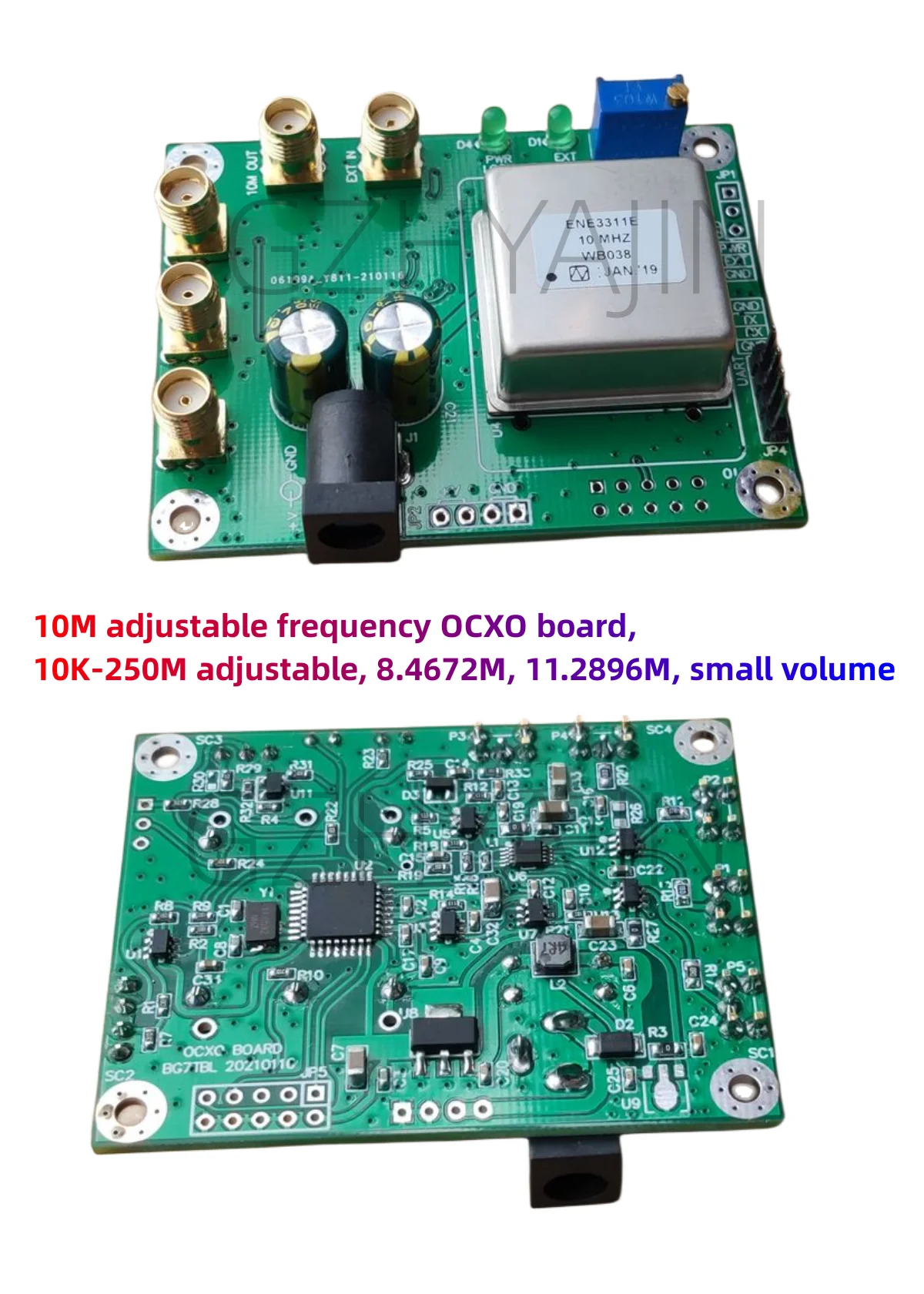 

10M adjustable frequency OCXO board, 10K-250M adjustable, 8.4672M, 11.2896M, small volume