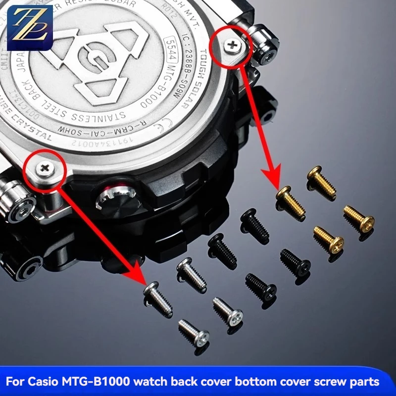 For Casio MTG-B1000 MTG B1000 MTG-S1000D MTG-B1000XB Watch Back Cover Steel Screw Particles Back Nut Silver Gold Watch Screws