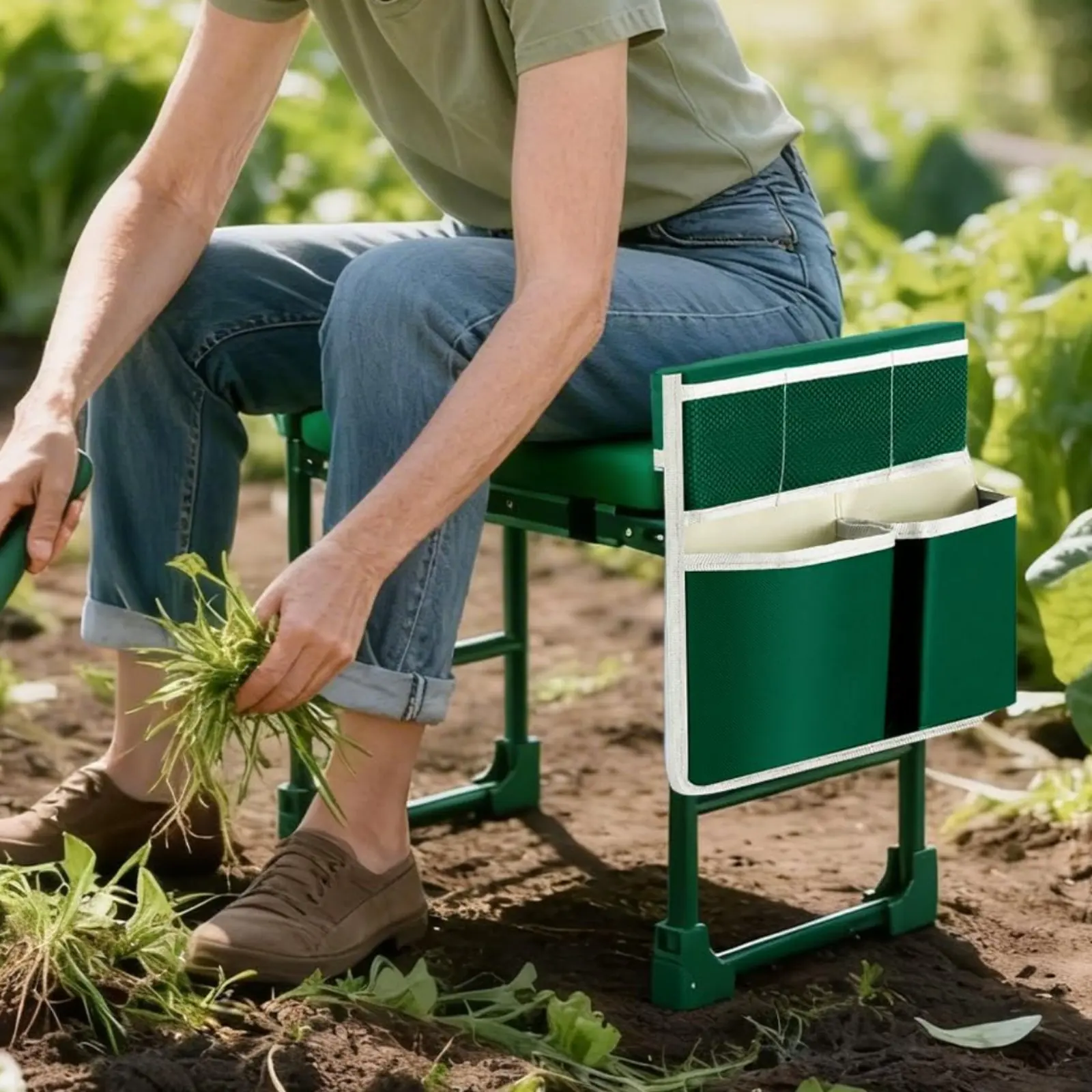 

Garden Kneeler and Seat 2 in 1 Sit Kneel Stool Folding Garden Kneeler Anti-Aging Gardening Work Seat Storage Bag for Outdoor