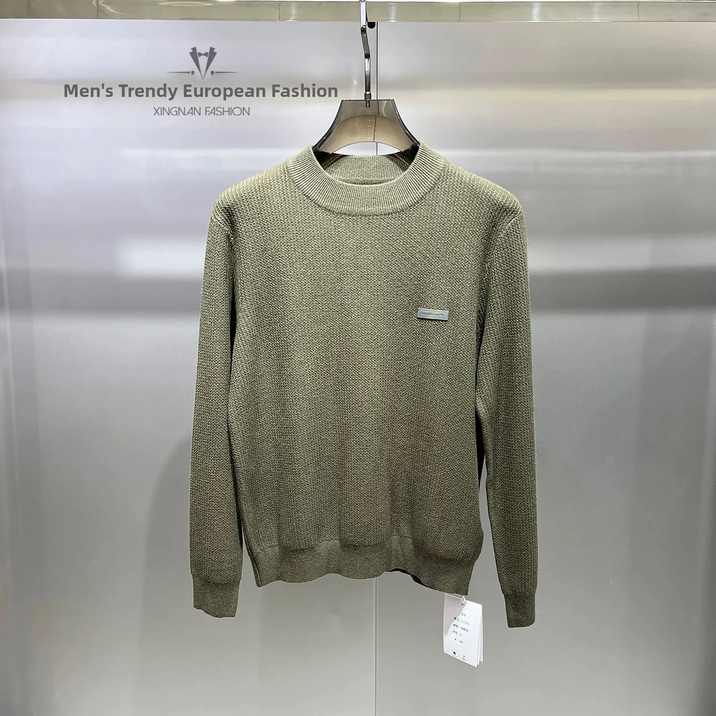 

Высококачественный повседневный вязаный свитер для мужчин: весна, осень, зима, свободный крой, круглый вырез, длинный рукав, дышащий, приятный для кожи