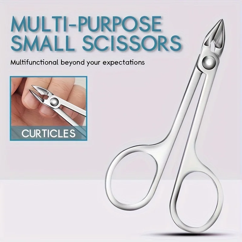 Set di forbici per cuticole in acciaio inossidabile da 2 pezzi, strumenti per la cura delle unghie per la rimozione della luce morta, manicure e pedicure, include lima per unghie nano