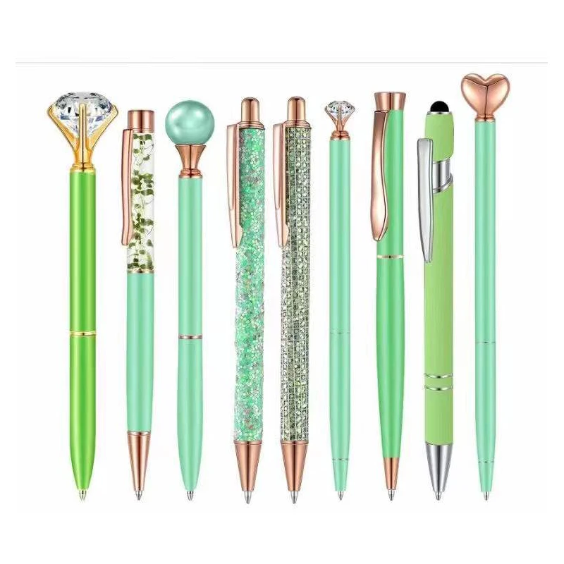 Ensemble de stylos à bille diamant avec Logo personnalisé de même couleur, stylo métallique pour étudiants, bureau, de luxe, gravure de nom, cadeau,