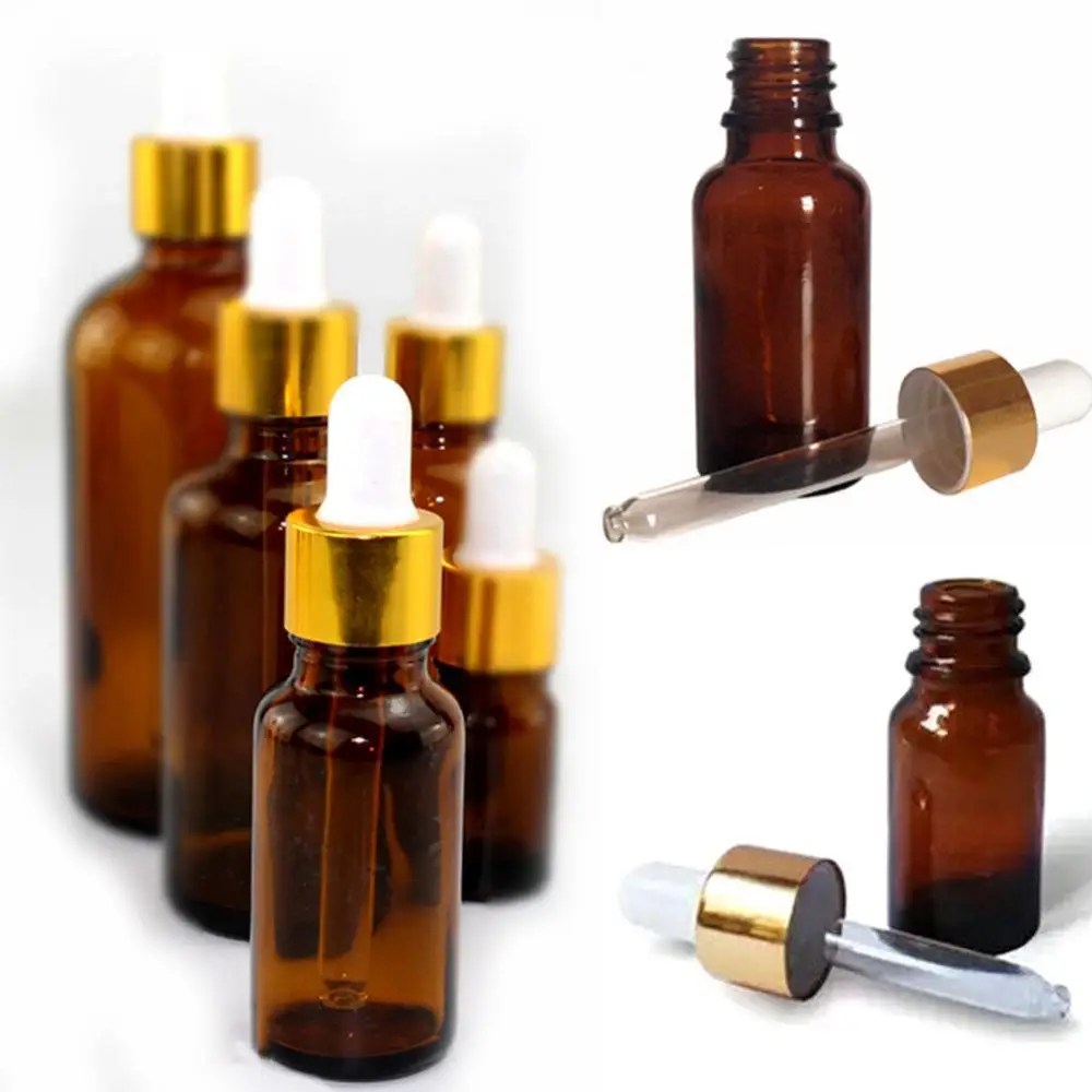 Essential Oil Bottle Amber Glass Reagent Liquid Pipette Bottle Eye Dropper Empty Dropper Bottle