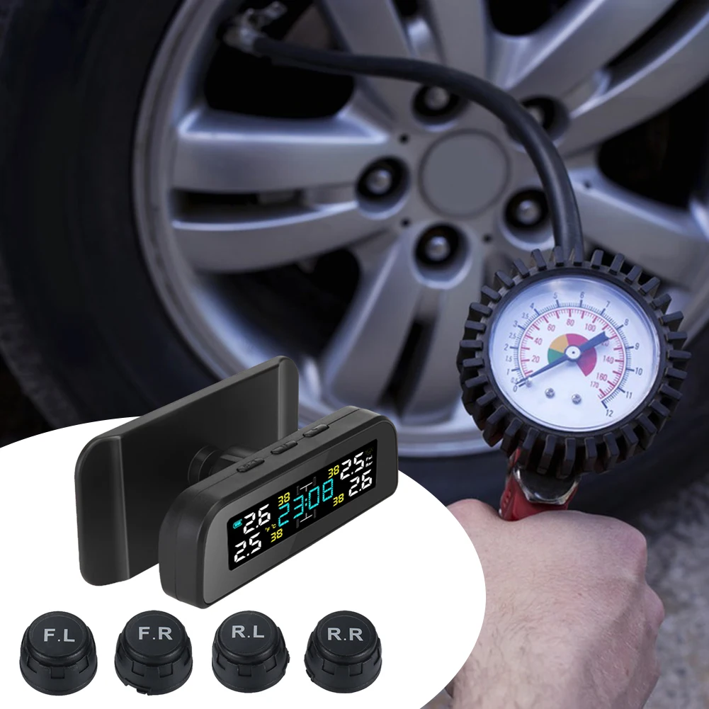 

Система TPMS с 4 внешними датчиками для автомобиля, цифровой дисплей, детектор температуры в шинах для автомобиля