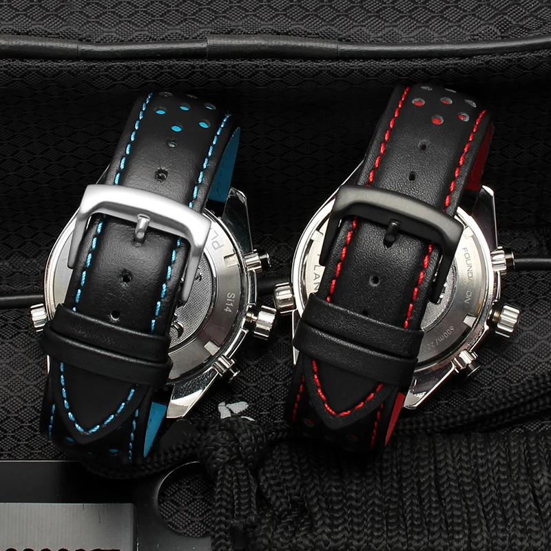 For Omega Tissot T116.617 fashion Sport Genuine leather watch strap male 22mmBlack red orange blue yellow line Soft accessories