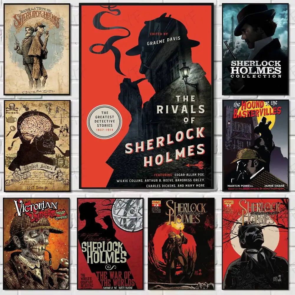 ملصق المحقق S-Sherlock H-Holmes 	   لوحة فنية جدارية عالية الجودة للمنزل والمكتب وغرفة النوم وغرفة المعيشة وبار المدخل هدية مثالية