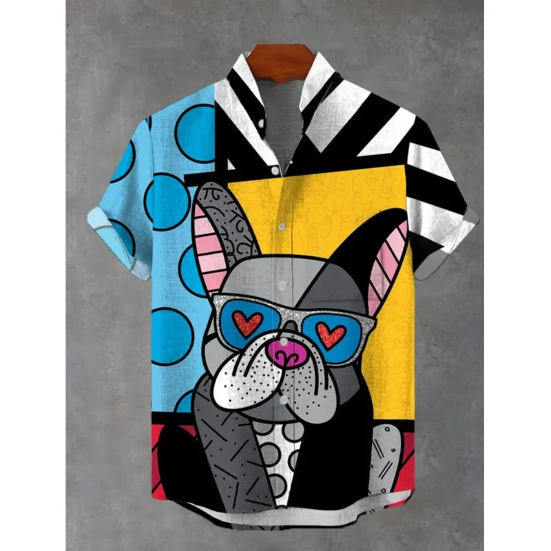 2025 New Men's Short Sleeved Shirt With Ukiyo-e Pattern Oversized Summer Clothing Men Shirts Camisas Para Hombre Elegantes