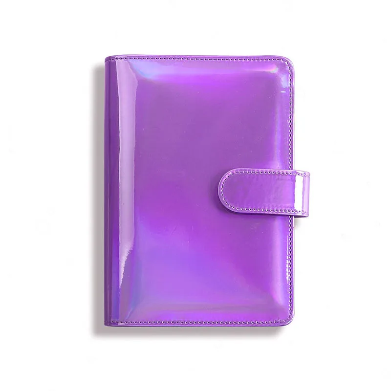 Iridescent Holographic Macaron Creative Handbook Notepad 120 Sheets Laser Pattern Notebook Loose-leaf Size A5 PU Leather