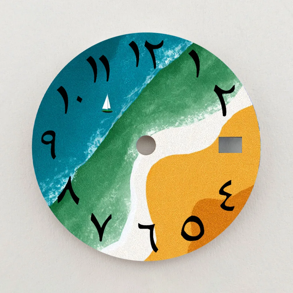 28.5mm NH35 Dial Ocean Beach Scenery Luminous Dial High Quality Colorful Dial NH36 Dial Watch Accessories Fits NH35/36 Movements