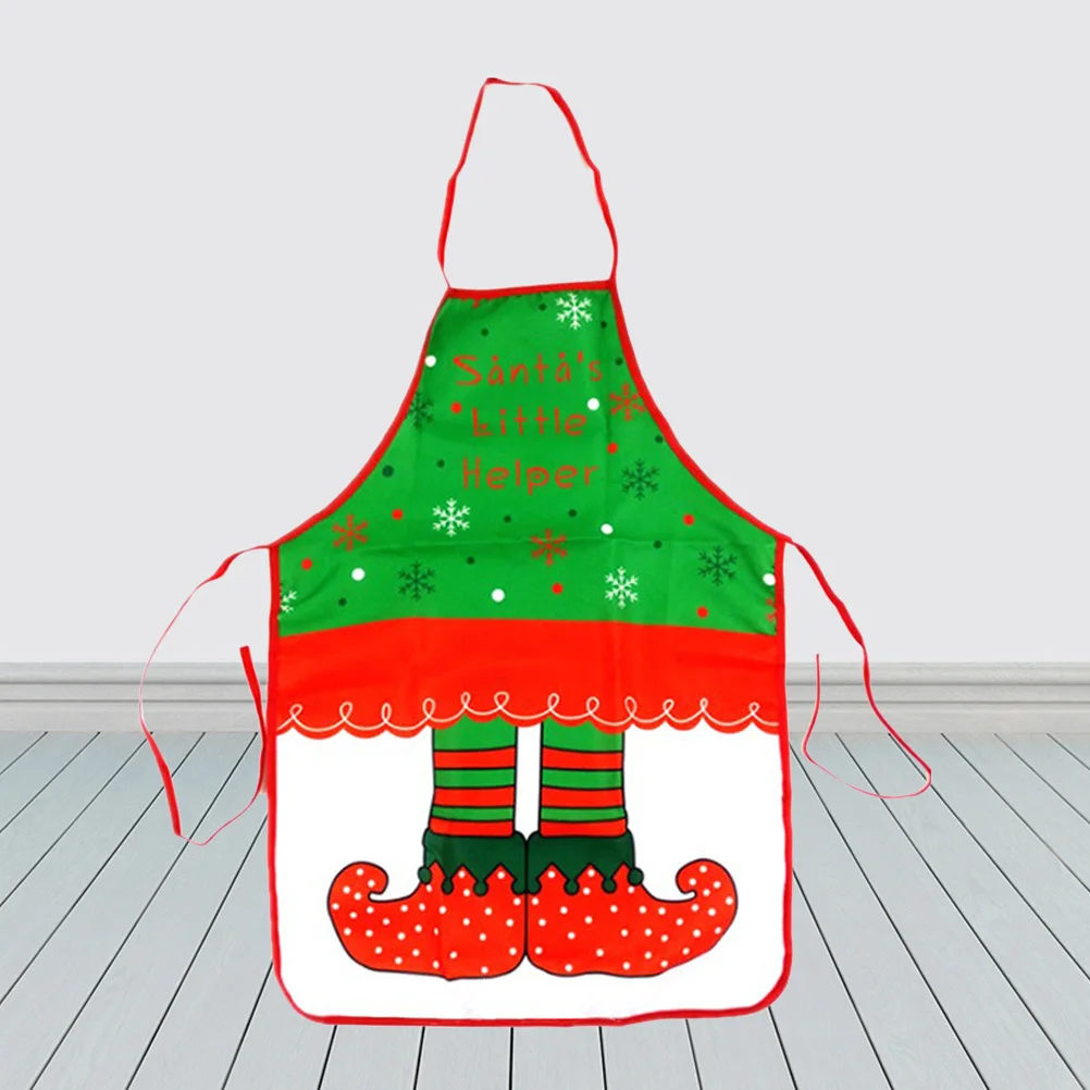 

Holiday Christmas Apron for Women Printed Kitchen Maid Waitress Party Decorations Reusable Festive Costume Accessory for Family
