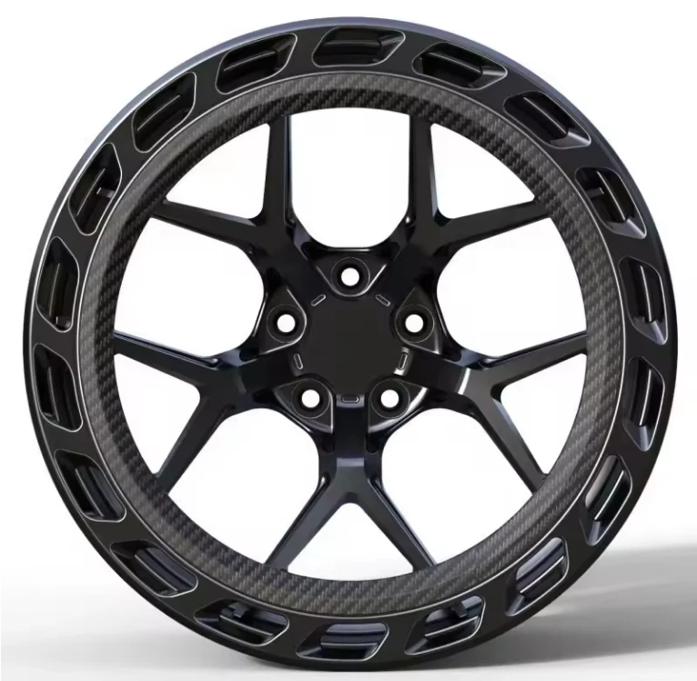 

Rims Forged Aluminum Alloy Passenger Car Wheels with Carbon Fiber Decorative Rings Are Used