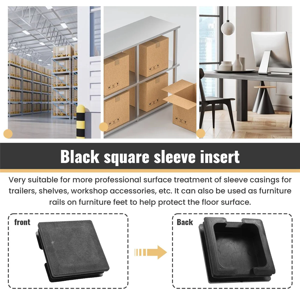 A39M 75 مللي متر x 75 مللي متر قبعات بلاستيكية مربعة أنبوب الأنابيب إدراج نهاية تقطيع 2 قطعة