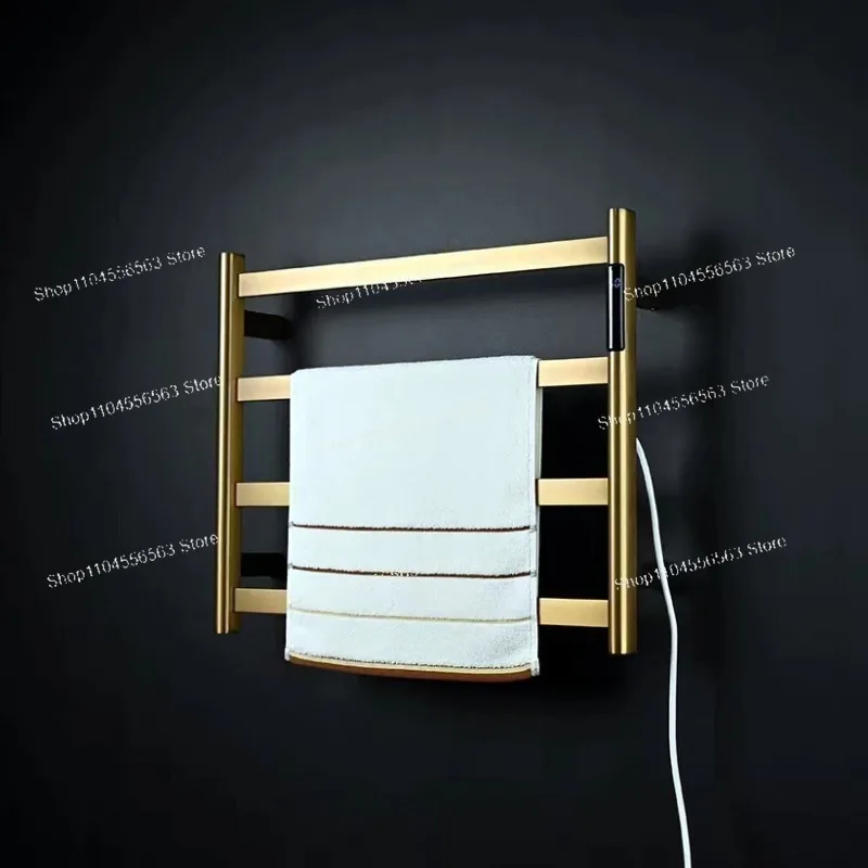 رف مناشف ساخن ذهبي مصقول - ستانلس ستيل ذكي مع تحكم في درجة الحرارة ومؤقت #4