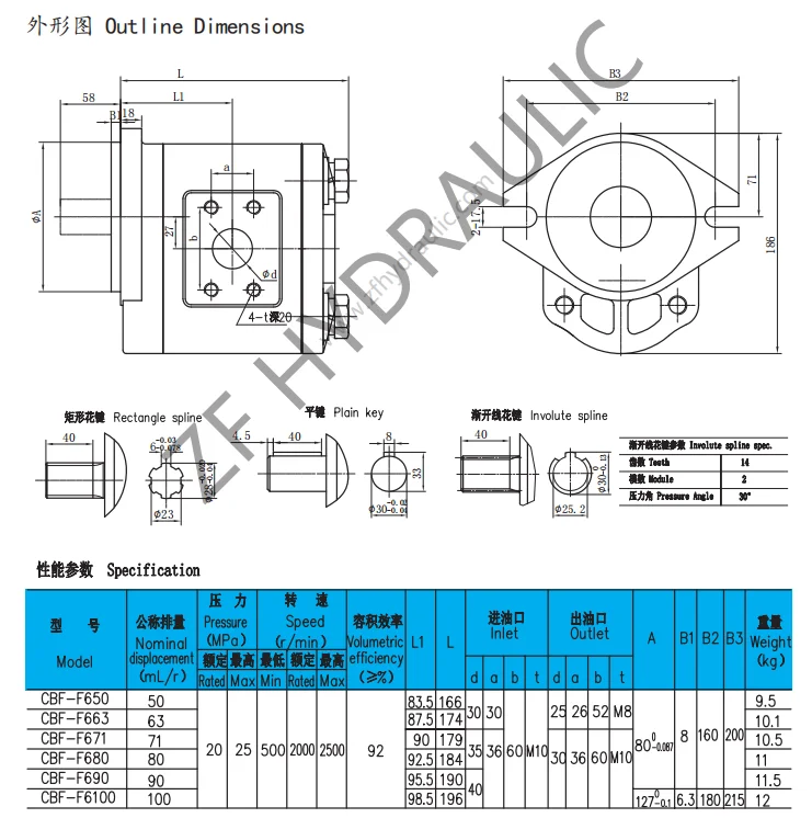 CBF6 Series Hydraulic Pump CBF-F650 CBF-F663 CBF-F671 CBF-F680 CBF-F690 CBF-F6100 Gear