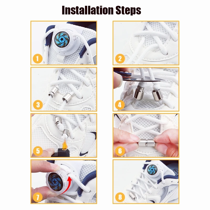 New upgrade easy installation Automatic Laces Without ties Swivel Buckle Shoelaces Thick Rope Sneakers Shoelace Shoe Accessories