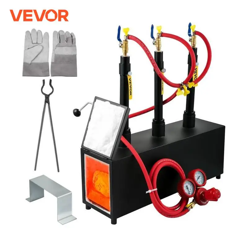 VEVOR US نوع غاز البروبان تزوير مربع دائري حداد ذوبان الفرن 1/2/3 الموقد للسكين والمعادن أداة صنع الغاز تزوير عدة