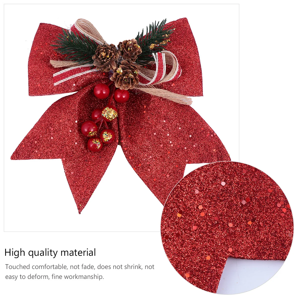

4Pcs Christmas Tree Bow Decoration Stylish Glitter Pine Cone Ornaments for Home Office Party Holiday Decor Christmas Tree Bow