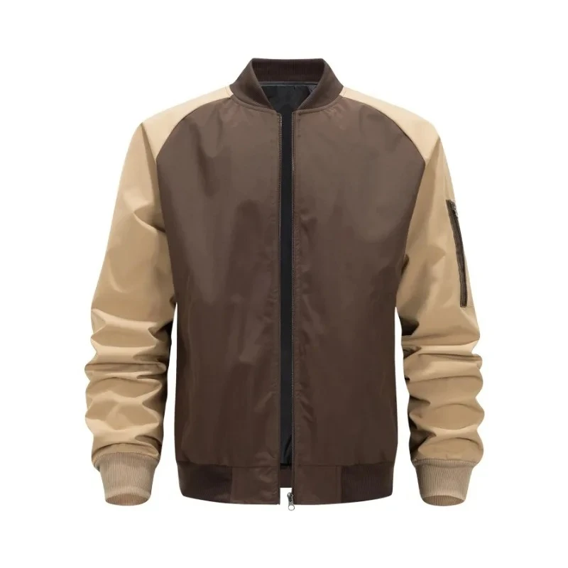 

Винтажная лоскутная куртка-бомбер, мужской бейсбольный костюм на молнии с карманами, пальто, мужская повседневная верхняя одежда с цветными блоками, весенне-осенняя рабочая одежда