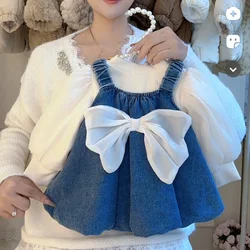Autumn and Winter Baby Girls Cowboy Dress Set 2025 New Children's Velvet Long Sleeve T-shirt Skirt Two Piece Set