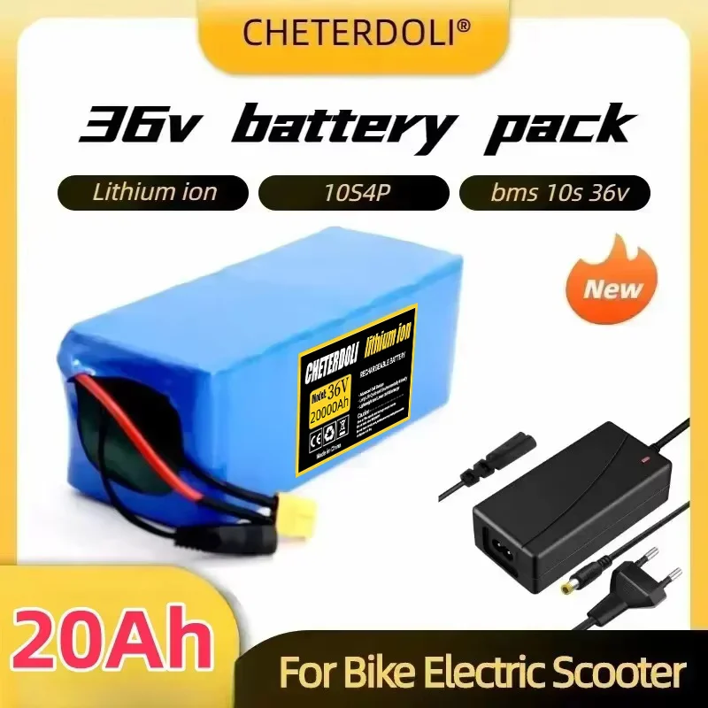 

High Power 36V 20000mAh Lithium Battery 10S4P Pack BMS Protection for Modified Scooters 250W-800W Motor.