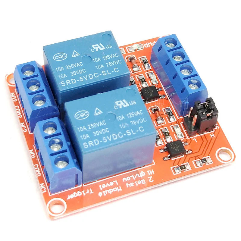 2 Channel Relay Module 5V High and Low Level Trigger Relay Control with Optocoupler Two Way Relay