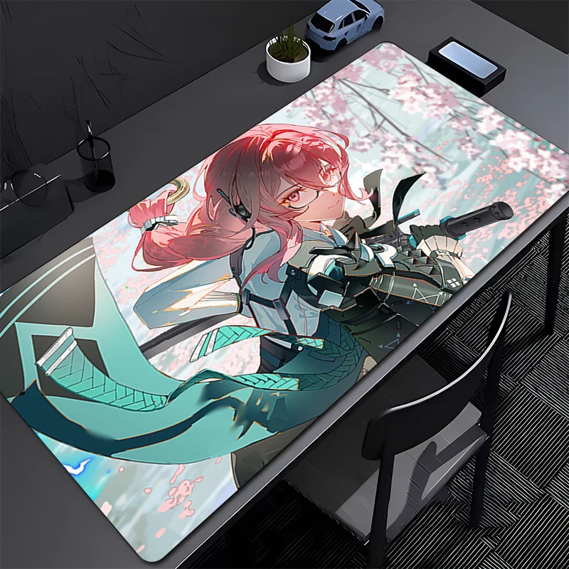 마우스 패드 애니메이션 소녀 책상 마우스 매트 노트북 Zenless Zone Zero 마우스 패드 PC Tsukishiro Yanagi Kawaii 키보드 패드 ZZZ 핑크 플레이 매트