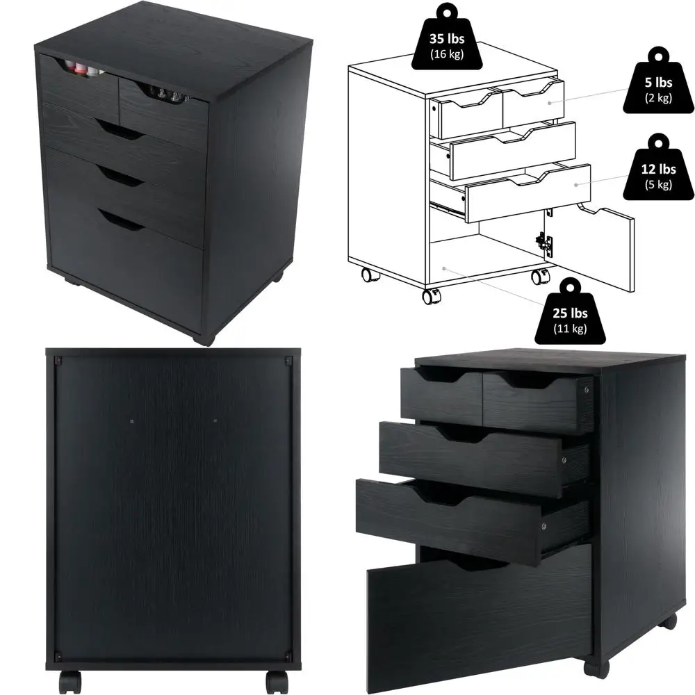 

Black Home Office Mobile Cabinet with Bins and Drawers by Halifax