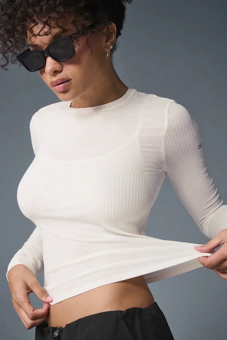 

Women's Yoga Long Sleeved Top Cotton Breathable Soft Women's Top for Fitness 2025 New Sexy Slim Fit Cropped Pilates Tops