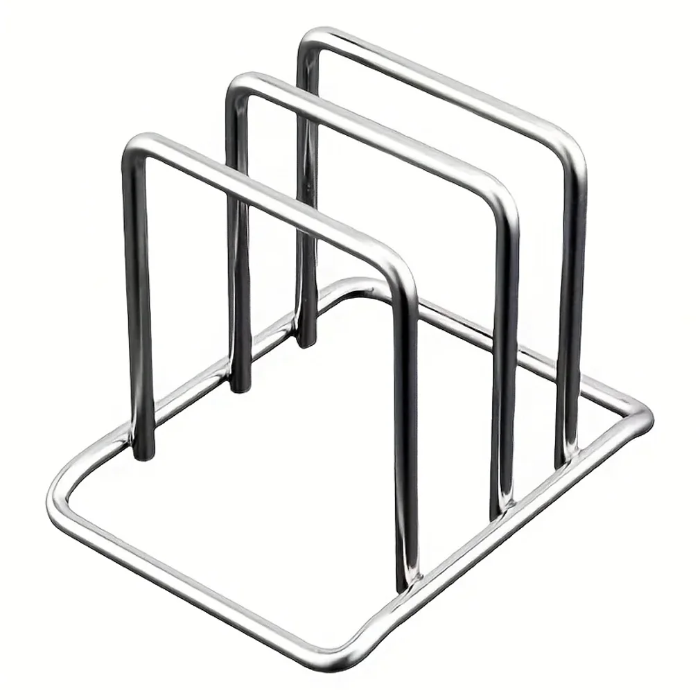 1pc Space-Saving Stainless Steel Pot Lid and Cutting Board Organizer Combo - Heavy-Duty Countertop Rack, kitchen organizer