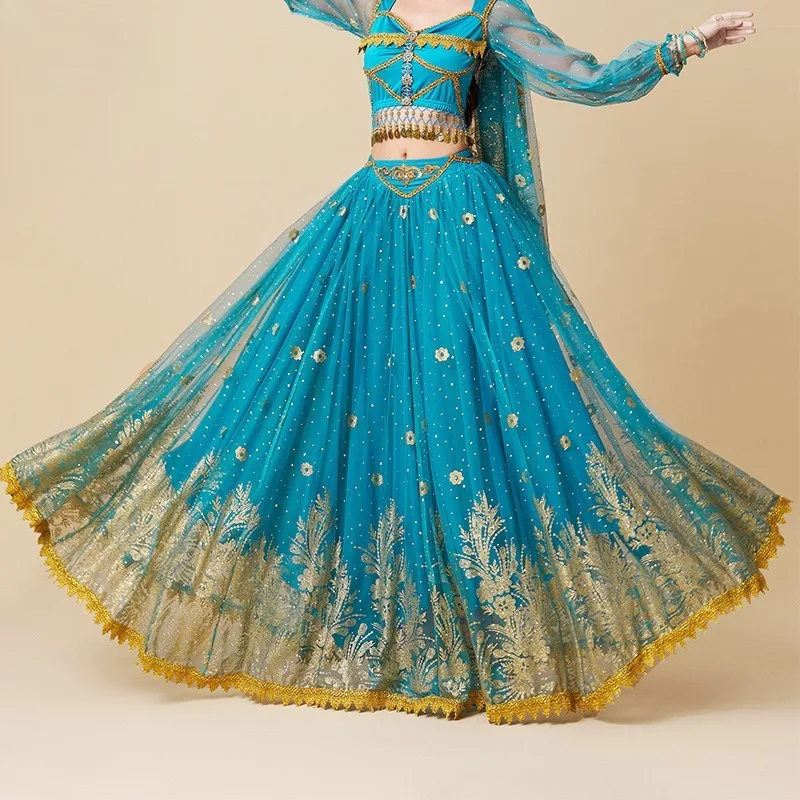 Customized Princess Belly Dance Costumes 720 Degree Grand Swing Long Dress Exotic Style Performance Dress Indian Clothes Women