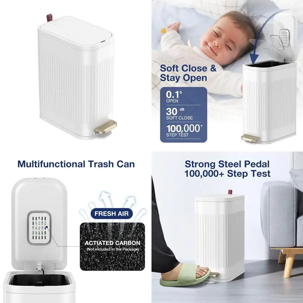 

Step Pedal Soft Close 4 Gallon Small Trash Can with Removable Bucket, Stain Resistant Kitchen Waste Bin