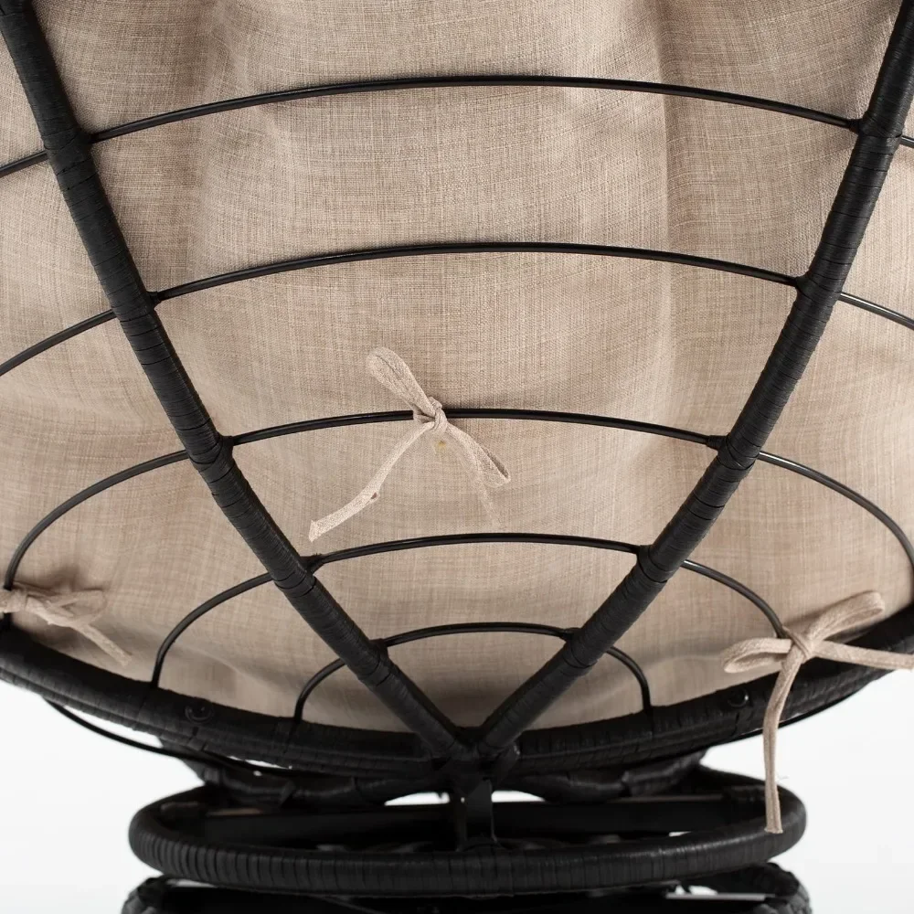 Living Room Chair 360 Swivel Comfy Papasan Chair with Fabric Cushion, Sturdy Metal Frame, Accent Bedroom Chair