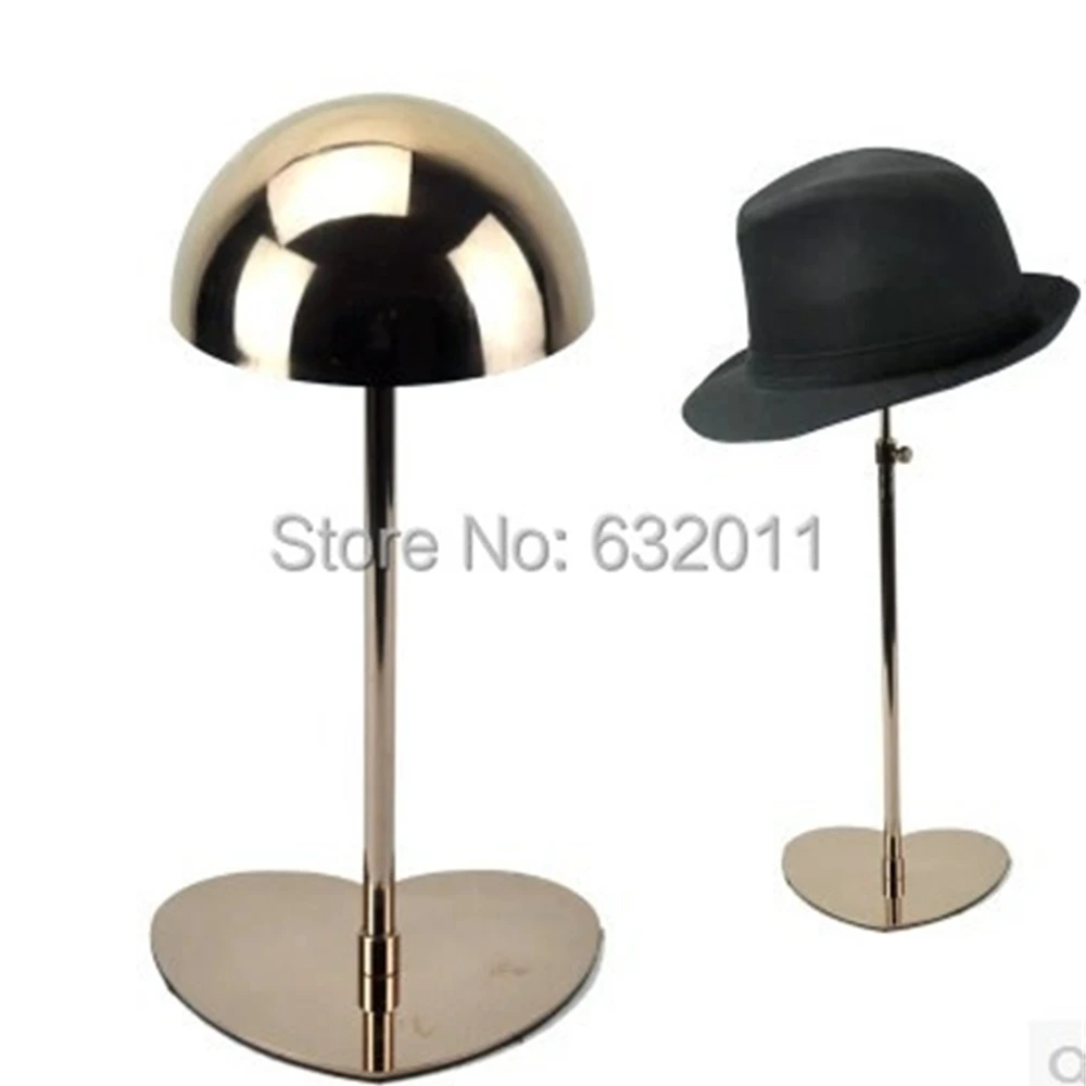 Rose Gold Boutique Hat Display Showing Stand Mirror Surface Hat Holder Display Rack Cap Keeper Shelf Desktop Hat Holder Rack