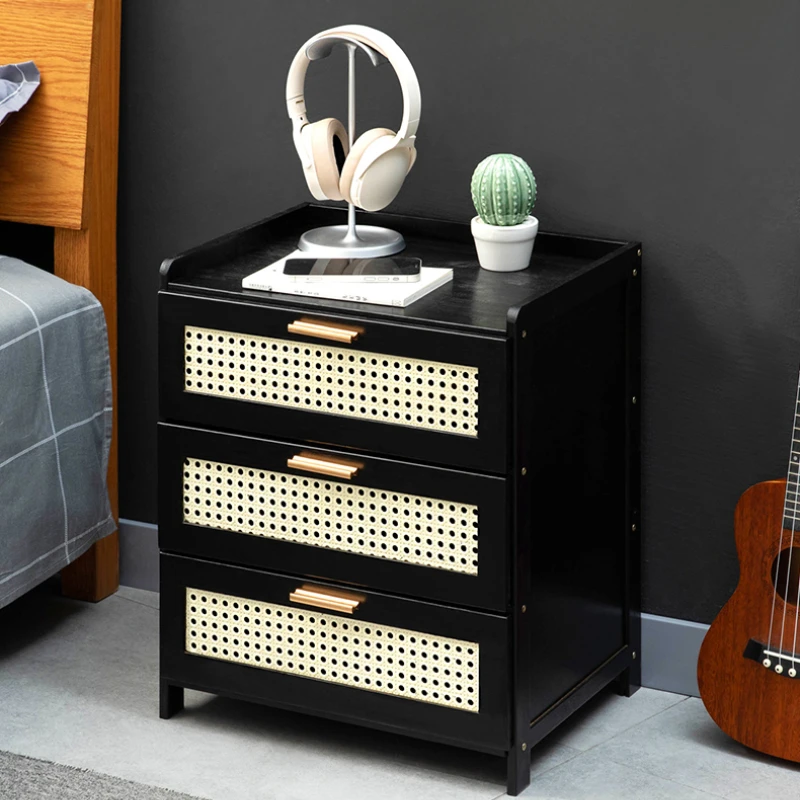 Drawer Nightstand Bedside Table Bedroom Nightstand with 1/3 Drawer Retro Style Home Storage Cabinet Bedroom Furniture Nightstand image 3