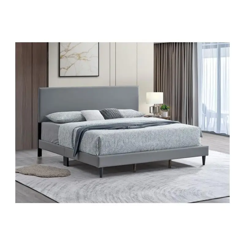 Light Grey Queen Bed Frame, No Mattress Included, Modern Design, Durable Construction, Stylish Bedroom Furniture