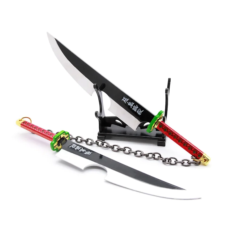 21cm Slayer Sword The Sound Hashira Uzui Tengen Dual Blade Anime Peripheral Uncut Katana Sword Metal Weapon Model Collection Toy